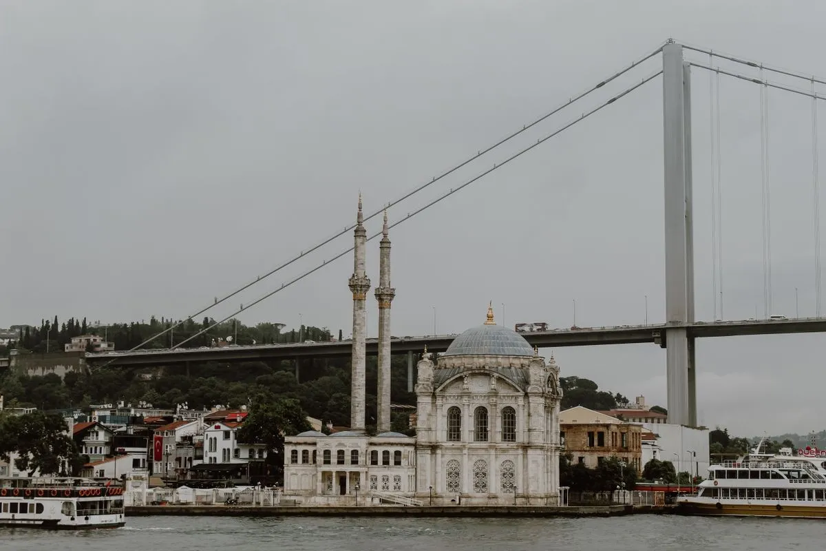Ortak&ouml;y Mosque beside the Bosphorus Bridge in Istanbul