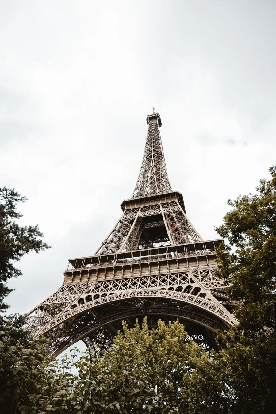 The Eiffel Tower seen from below in Paris