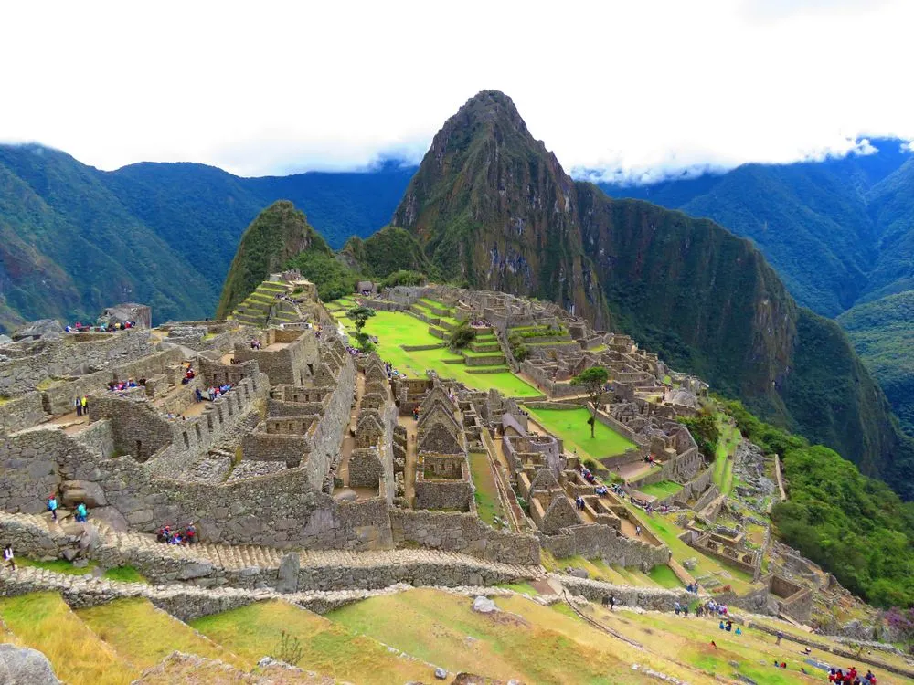 The Inca citadel of Machu Picchu beneath Huayna Picchu
