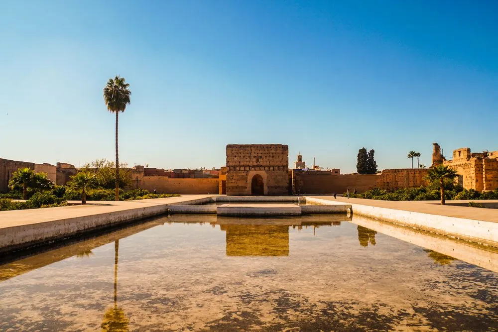Menara pavilion reflected in its pool in Marrakech