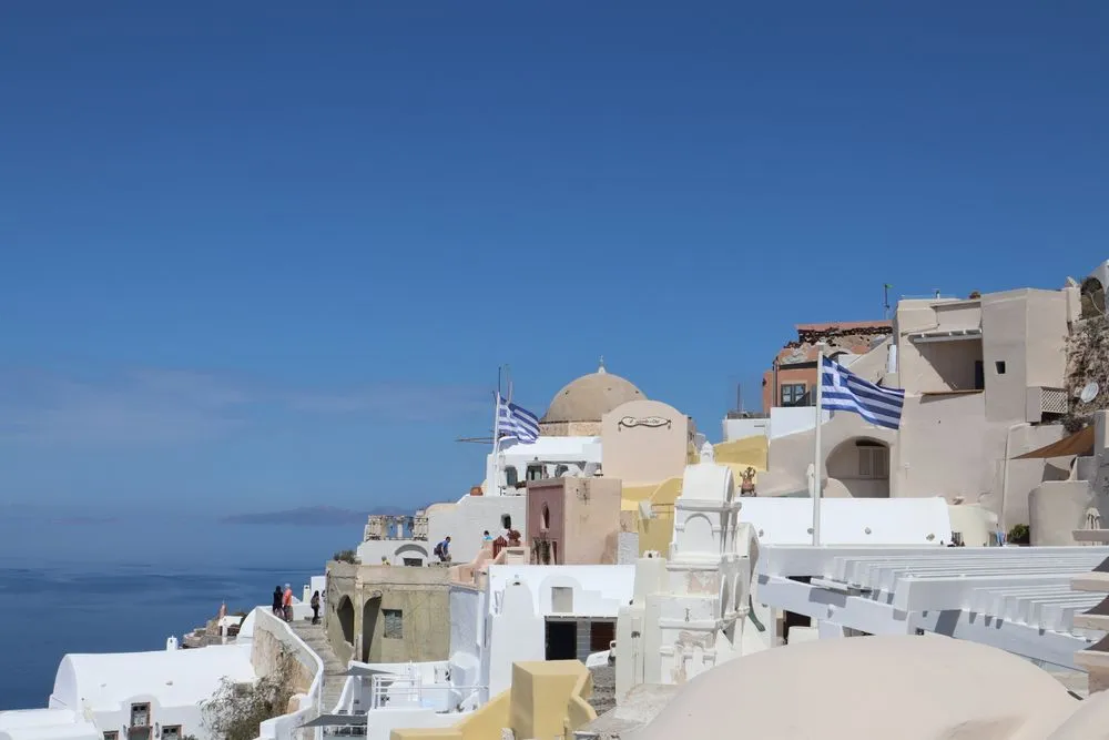 White houses and blue domes of Oia on Santorini